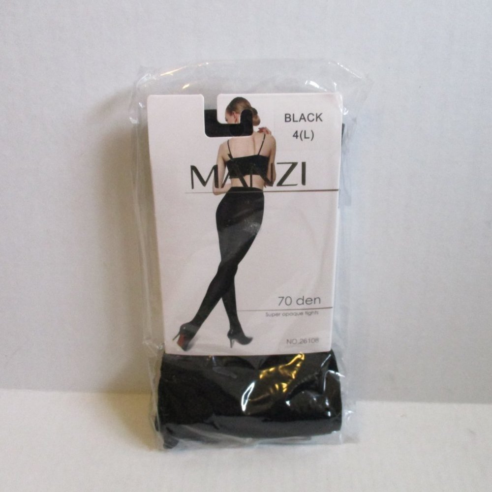 *MANZI Super Opaque Tights - BLACK - Size 4(L). NWT